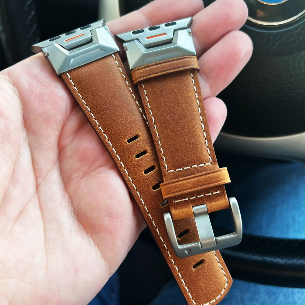Genuine Leather Strap for Apple Watch Band Series 9 8 7 6 - CIVIBUY