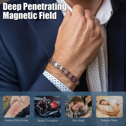 Magnet Link Pain Relief Carving Cross 100% Pure Copper Therapy Bracelet For Men Women