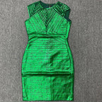 Absolute Queen Gold Metallic Bandage Midi Dress