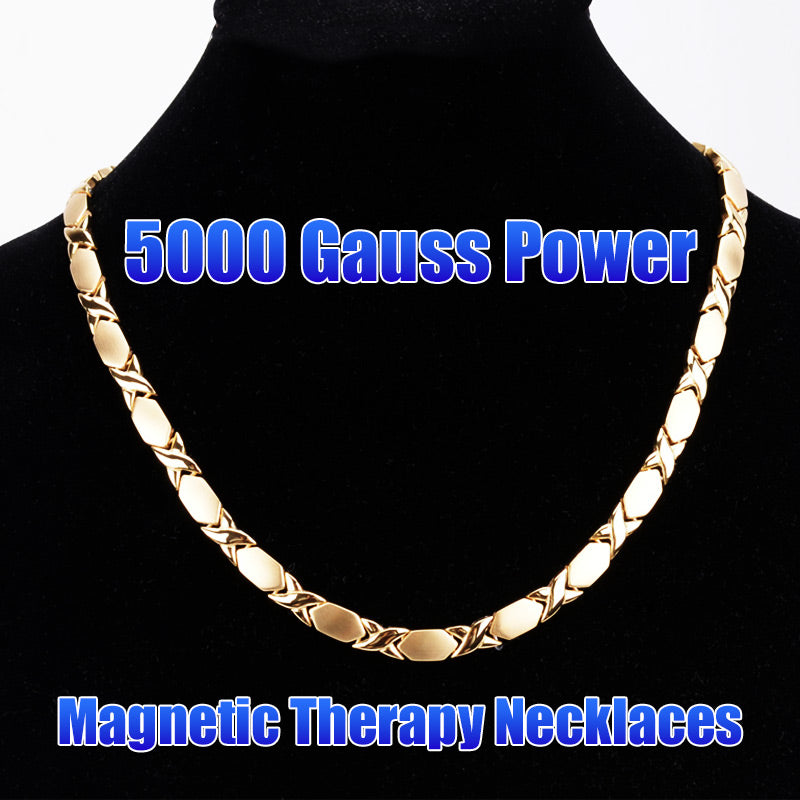 Powerful Silver & Gold Titanium Magnetic Therapy Necklace