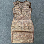 Absolute Queen Gold Metallic Bandage Midi Dress