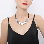 Sterling Silver and metal Concave Disc Collar Necklace - CIVIBUY