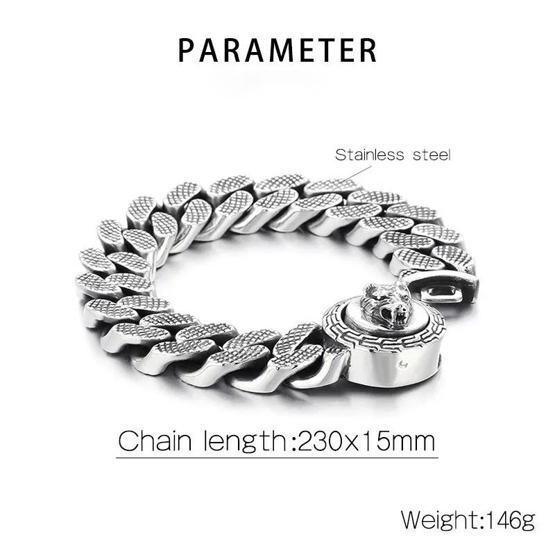 Cuba stainless steel wolf bracelet for men wolf style bracelet D4-B - CIVIBUY