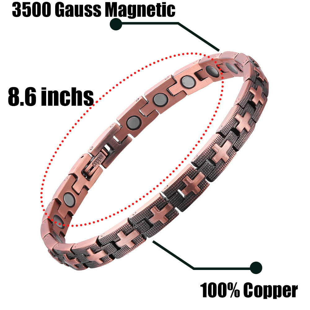 100% Pure Copper Magnetic Bracelet for Men & Women - Cross Design