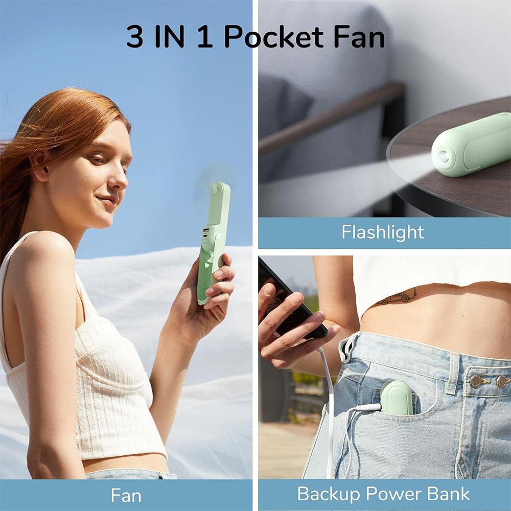 Portable Fan Powered Folding Mini Fan travel gadgets，Pink
