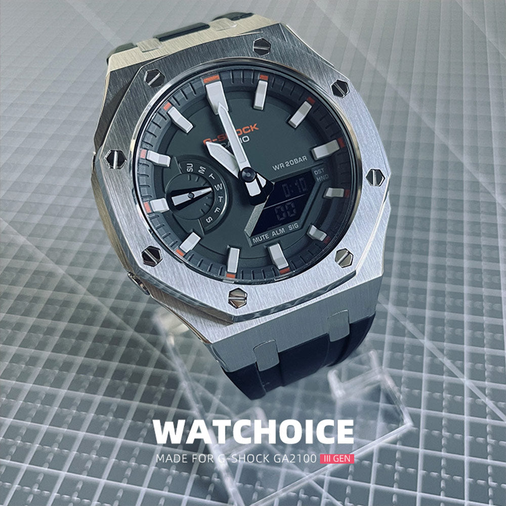 Luxury stainless steel case for G-Shock GA2100【Silicone strap】 - CIVIBUY