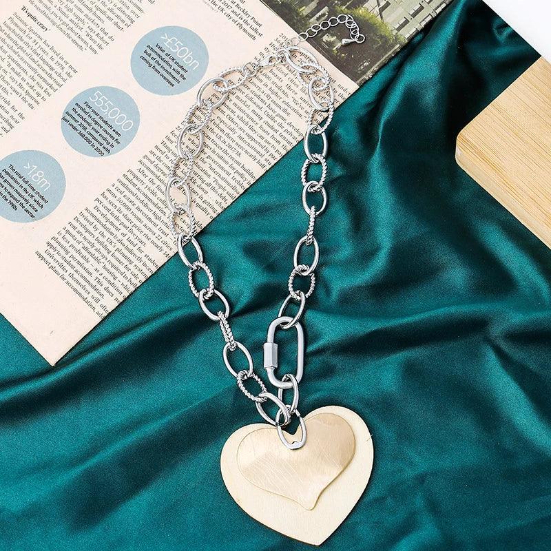 dual heart necklace, layered heart pendant, gold and silver jewelry, romantic necklace for women, Civibuy wholesale near New York