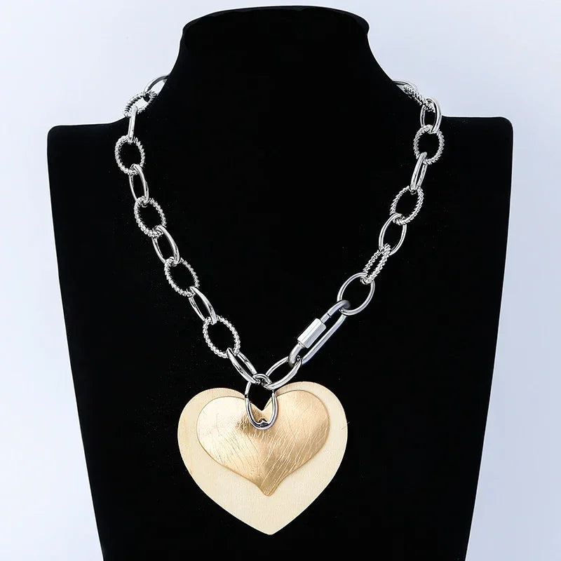 Dual heart gold silver necklace | Civibuy wholesale near New York