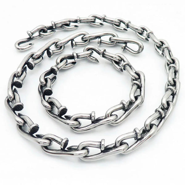 Handmade Crazy Max Butcher Hook Necklace And Bracelet Set Viking Jewelry