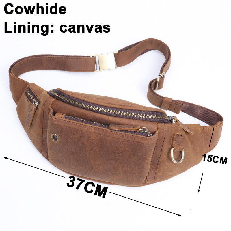 Men's Leather Waist Belt Bag Travel Pouch, Genuine Cowhide