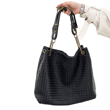 Textured Structured Handheld Bag Lambs,Black