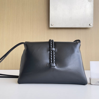 Smooth Calf Leather Bag with Double Flap Crossbody bag,KE-BT68,Black