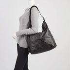 Bella Medium Leather Shoulder Bag,Brown