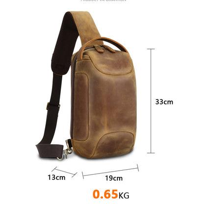 Cowhide Sling Chest Crossbody Bag Shoulder For Men Travel Anti-theft Bag