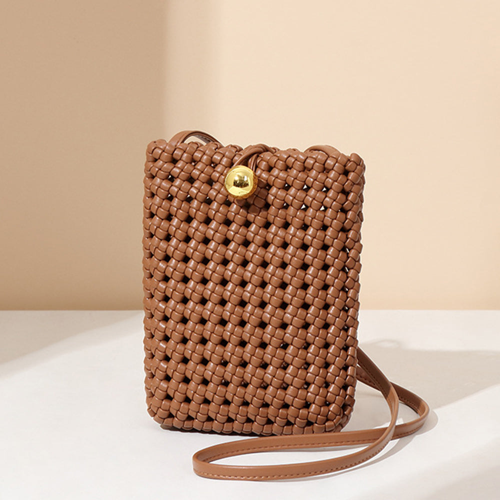 Handmade Woven Leather Small Phone Bag for Girls Stylish & Functional