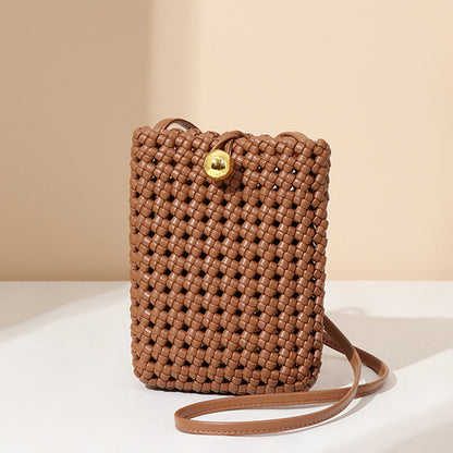 Handmade Woven Leather Small Phone Bag for Girls Stylish & Functional