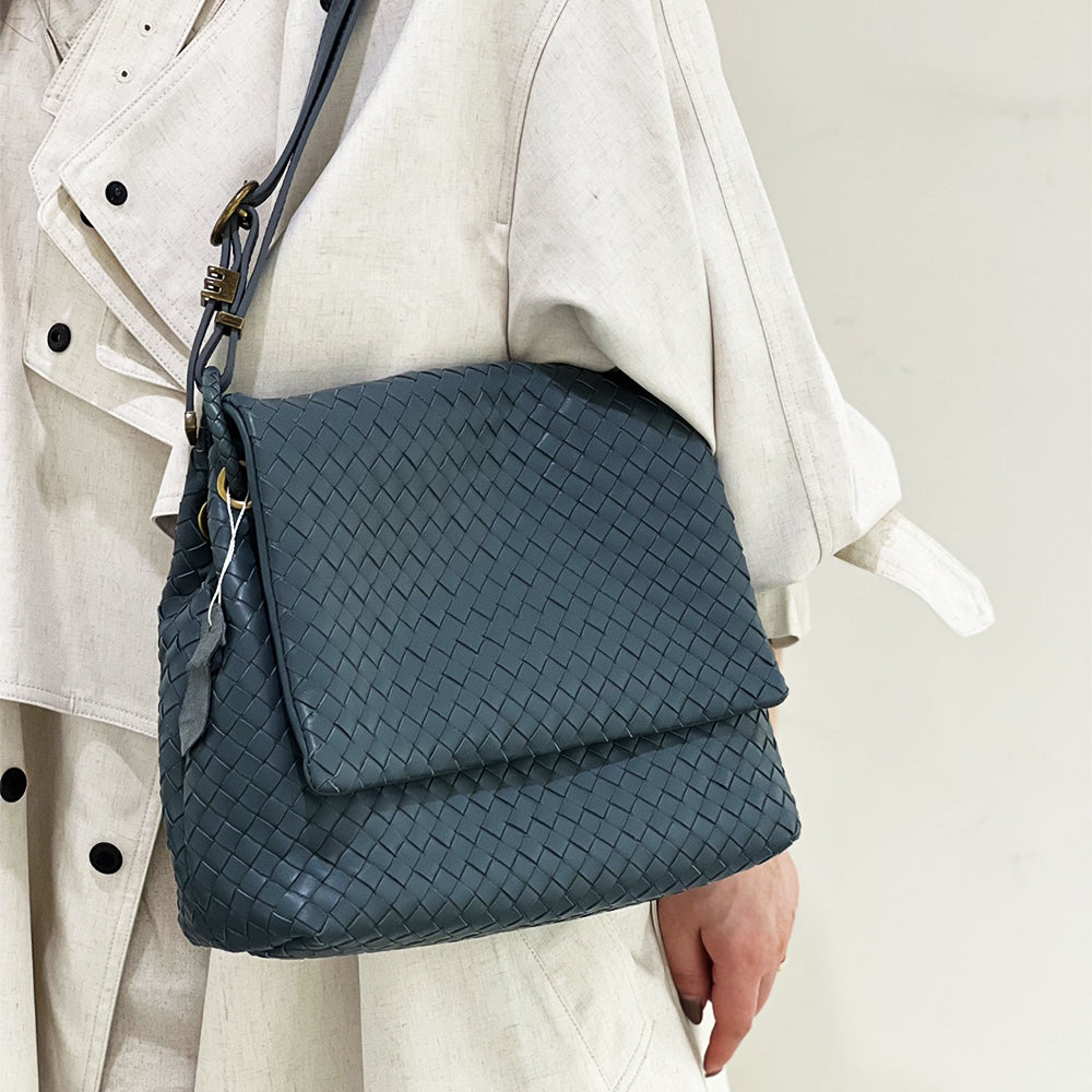 Woven Shoulder Bag In Blue Woven Nappa Bag,JKE-W8