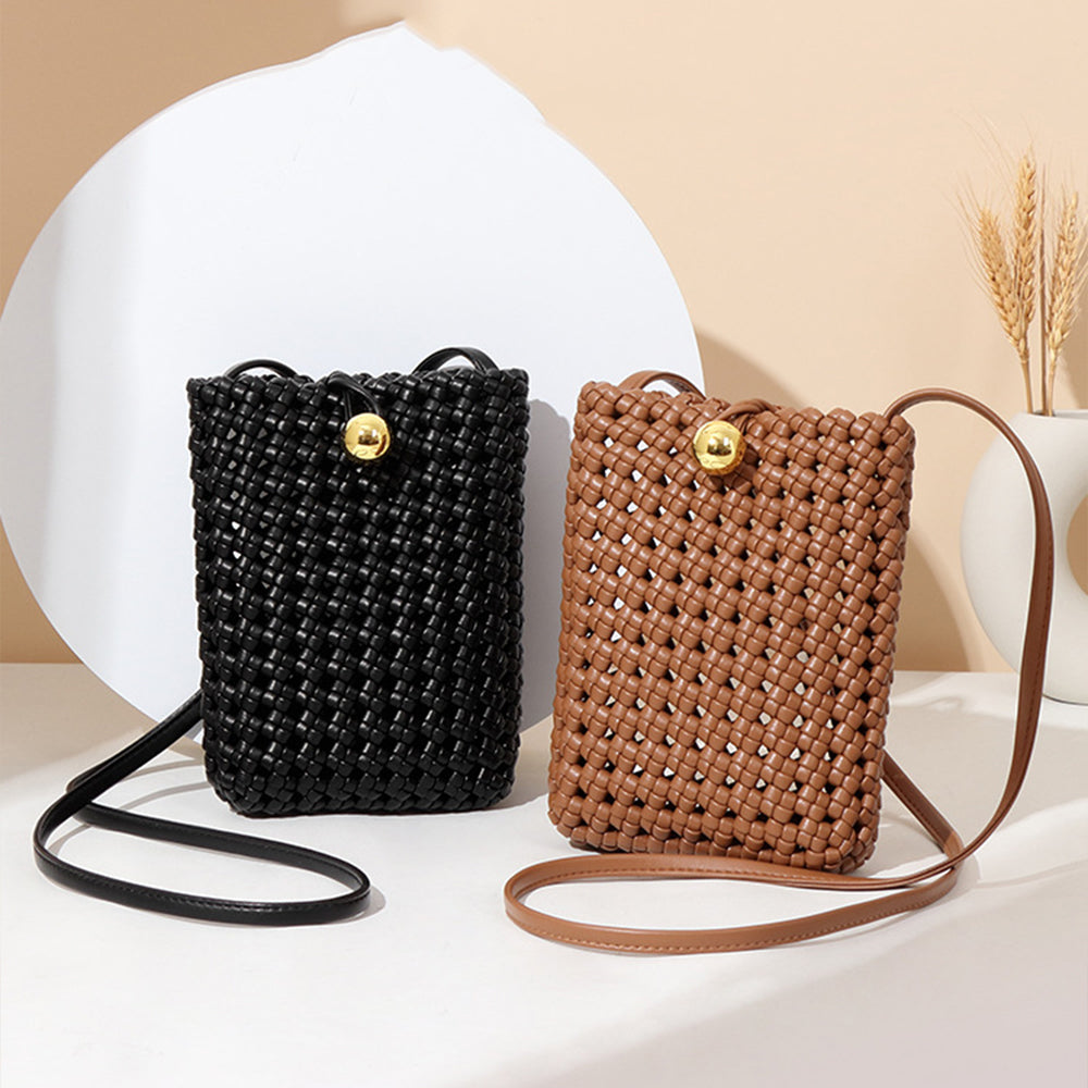 Handmade Woven Leather Small Phone Bag for Girls Stylish & Functional