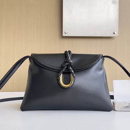 Smooth Calf Leather Bag with Double Flap Crossbody bag,KE-BT68,Black