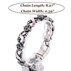 Men’s Infinity Number 8 Bracelet | Textured Circle & Cross Link Chain in Stainless Steel