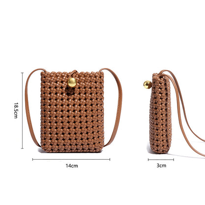 Handmade Woven Leather Small Phone Bag for Girls Stylish & Functional