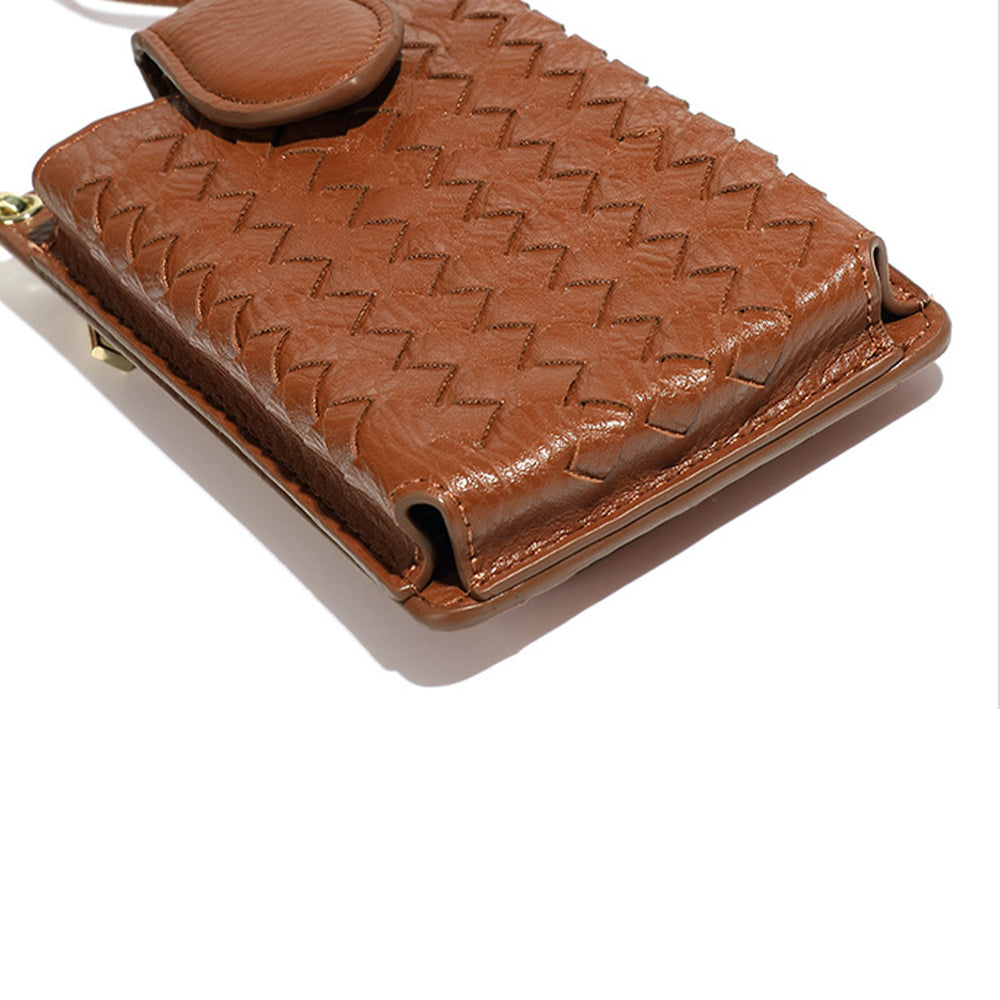 Handmade Woven Leather Small Phone Bag for Girls