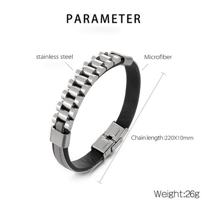 Men's Strap Style Bracelet - Brushed & Polished 316L Stainless Steel Wrist Band Boyfriend gift