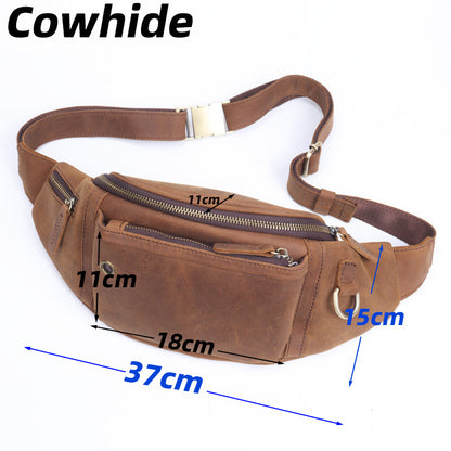 Men's Leather Waist Belt Bag Travel Pouch, Genuine Cowhide