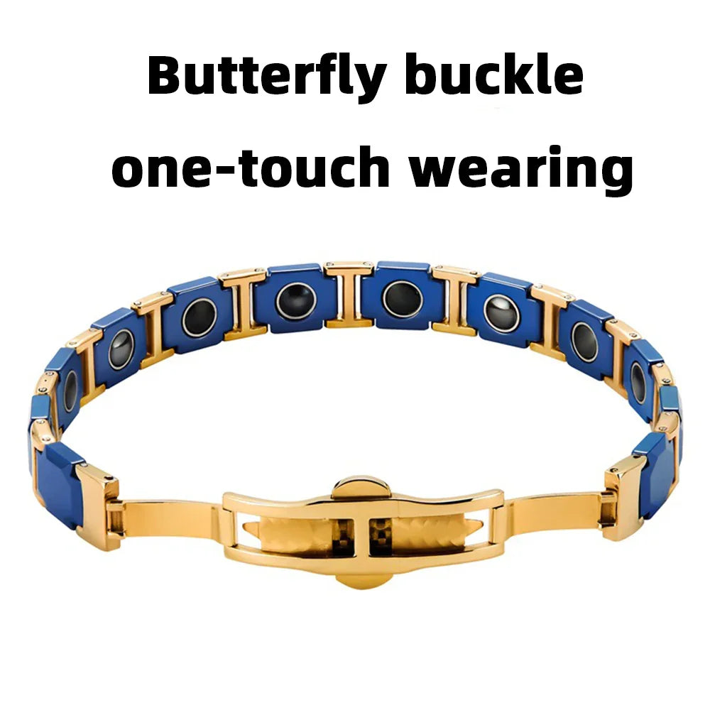 関節炎の痛みを和らげるメンズ磁気ブレスレット、ブルー