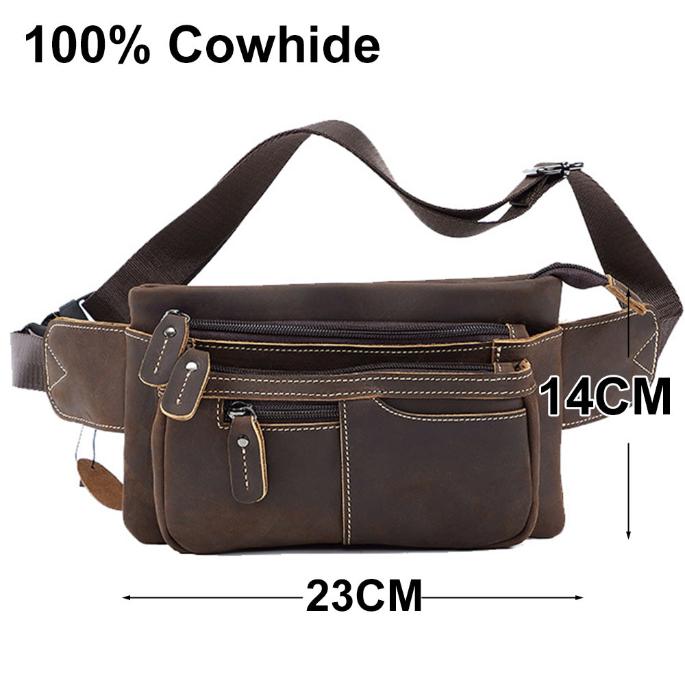 Leather Crossbody Fanny Bag Pouch For Men Daily Use Travel Fanny Bag Pouch