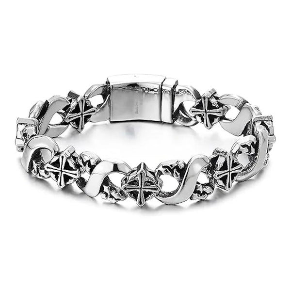 Lange 32-inch Double Circle Link ketting Rhodium op Sterling Zilver