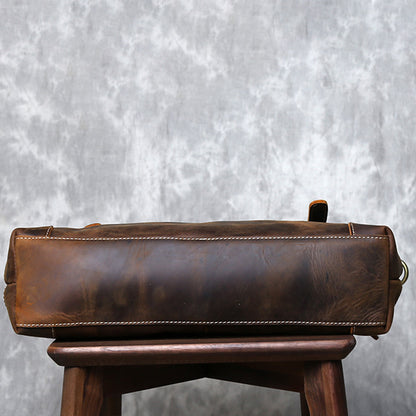 Genuine Leather Briefcase - Vintage Messenger Bag, Shoulder Satchel & Laptop Bag