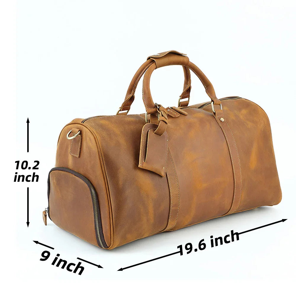 20インチ レザーダッフルウィークエンダートラベルバッグ（フルグレインカウハイドレザー使用） 