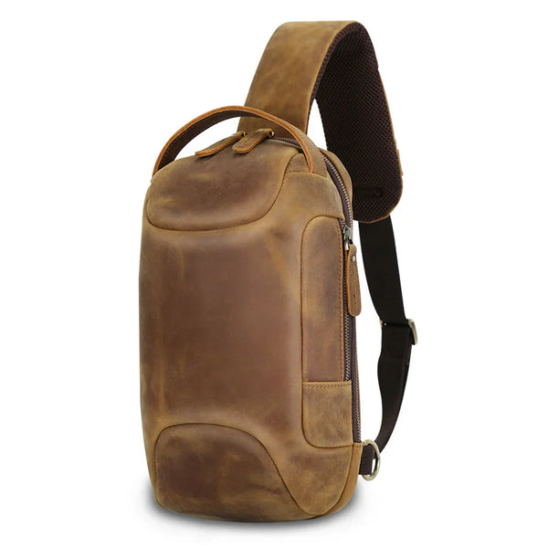 Cowhide Sling Chest Crossbody Bag Shoulder For Men Travel Anti-theft Bag
