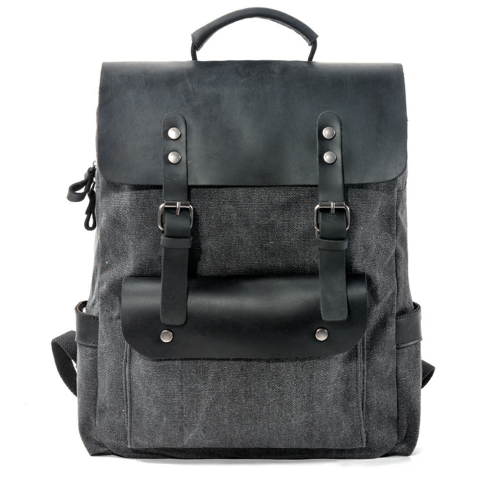 Personalized Waxed Canvas Backpack - Stylish Leather Laptop Rucksack, Waterproof Travel & Work Bag