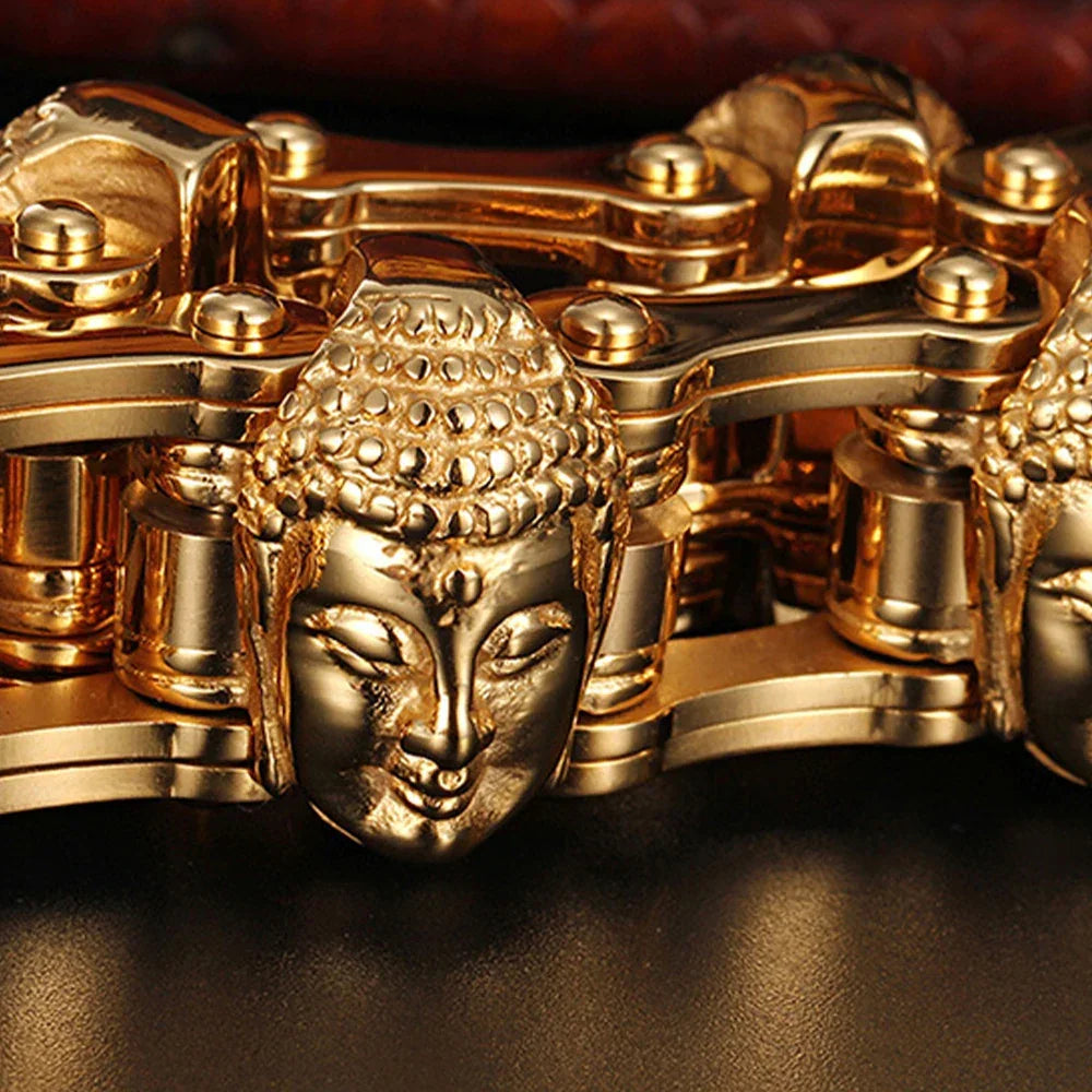 Buda Rock-Style Stainless Steel Bracelet for Men – Spiritual Jewelry