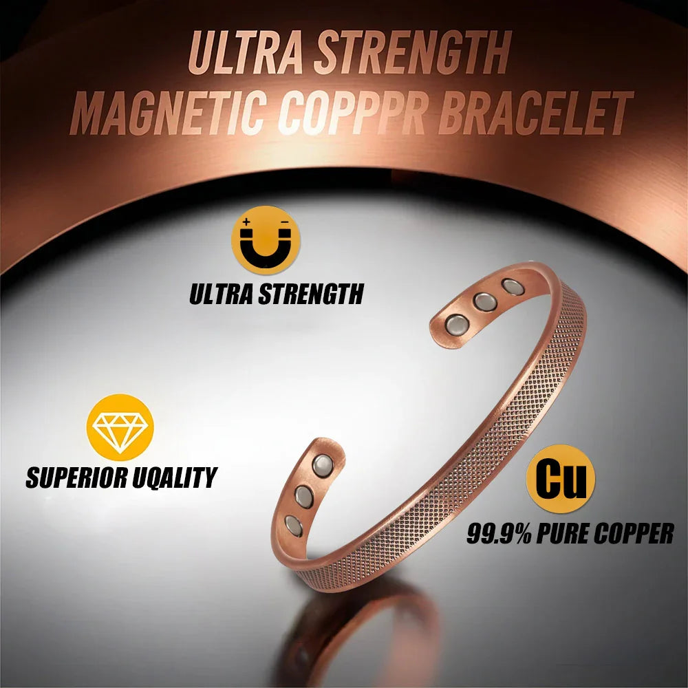 Curb Chain Copper Cuff: Magnetic Therapy - Unisex Design