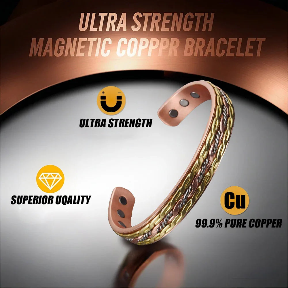 Stylish Copper Bracelet Magnetic Therapy & Wellness