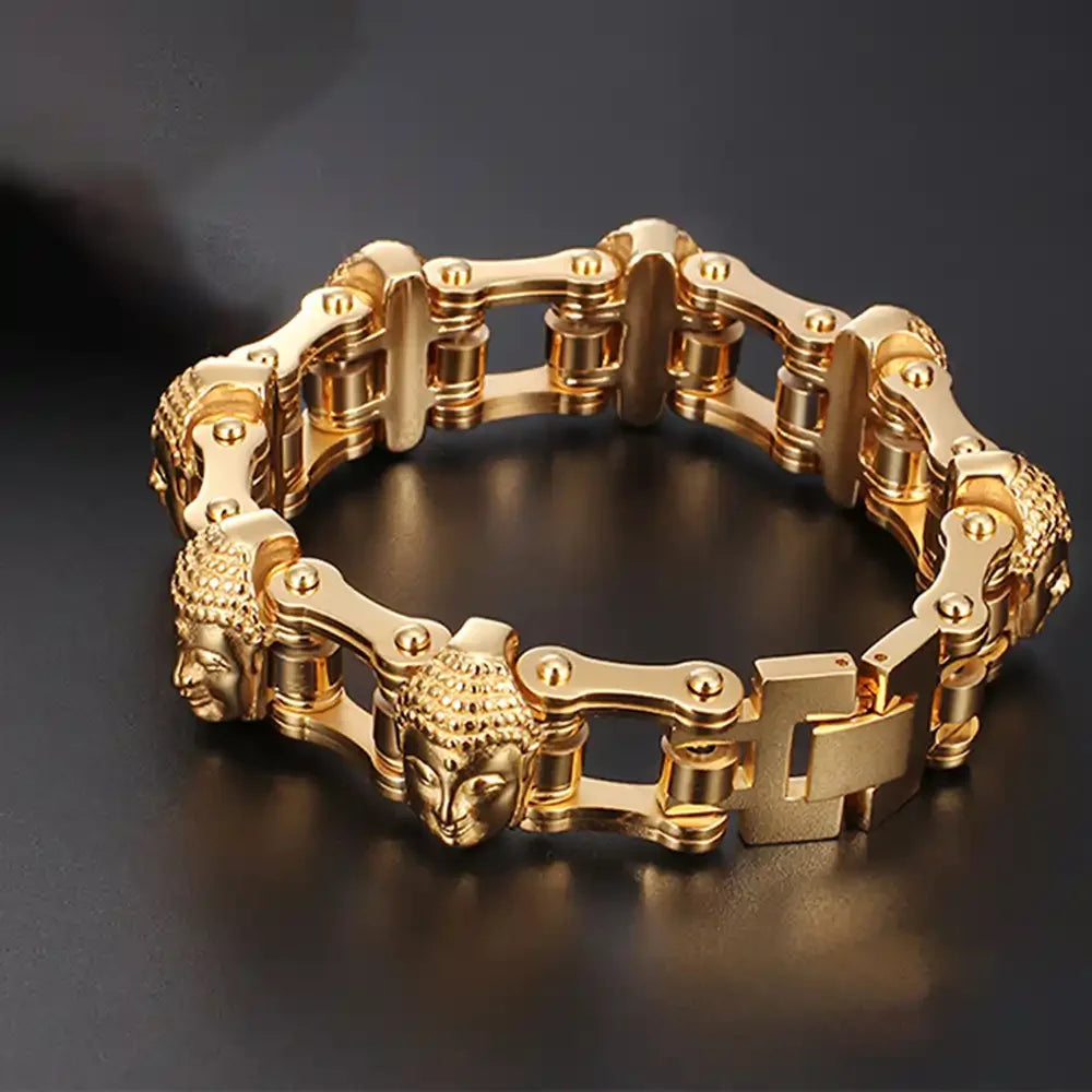 Buda Rock-Style Stainless Steel Bracelet for Men – Spiritual Jewelry