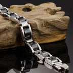 Mens Magnetic Bracelets, Classic Balck Titanium Stainless Steel Bracelet with Hematite Magnet Stones, Natural Health Jewelry Gifts, 8.66 inch
