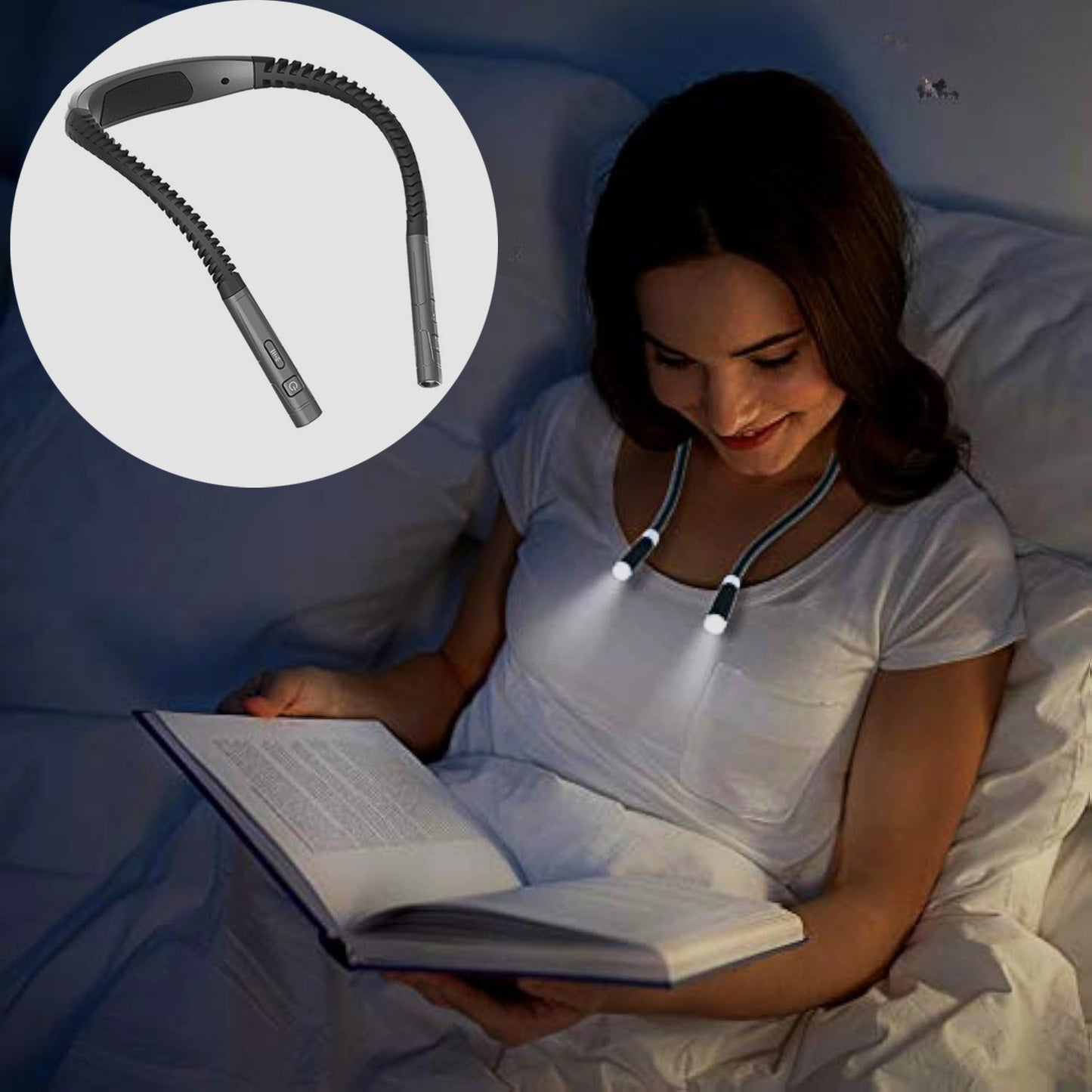 LED Neck Reading Light Eye Caring Dimmable Lightweight & Comfortable for Bedtime Reading