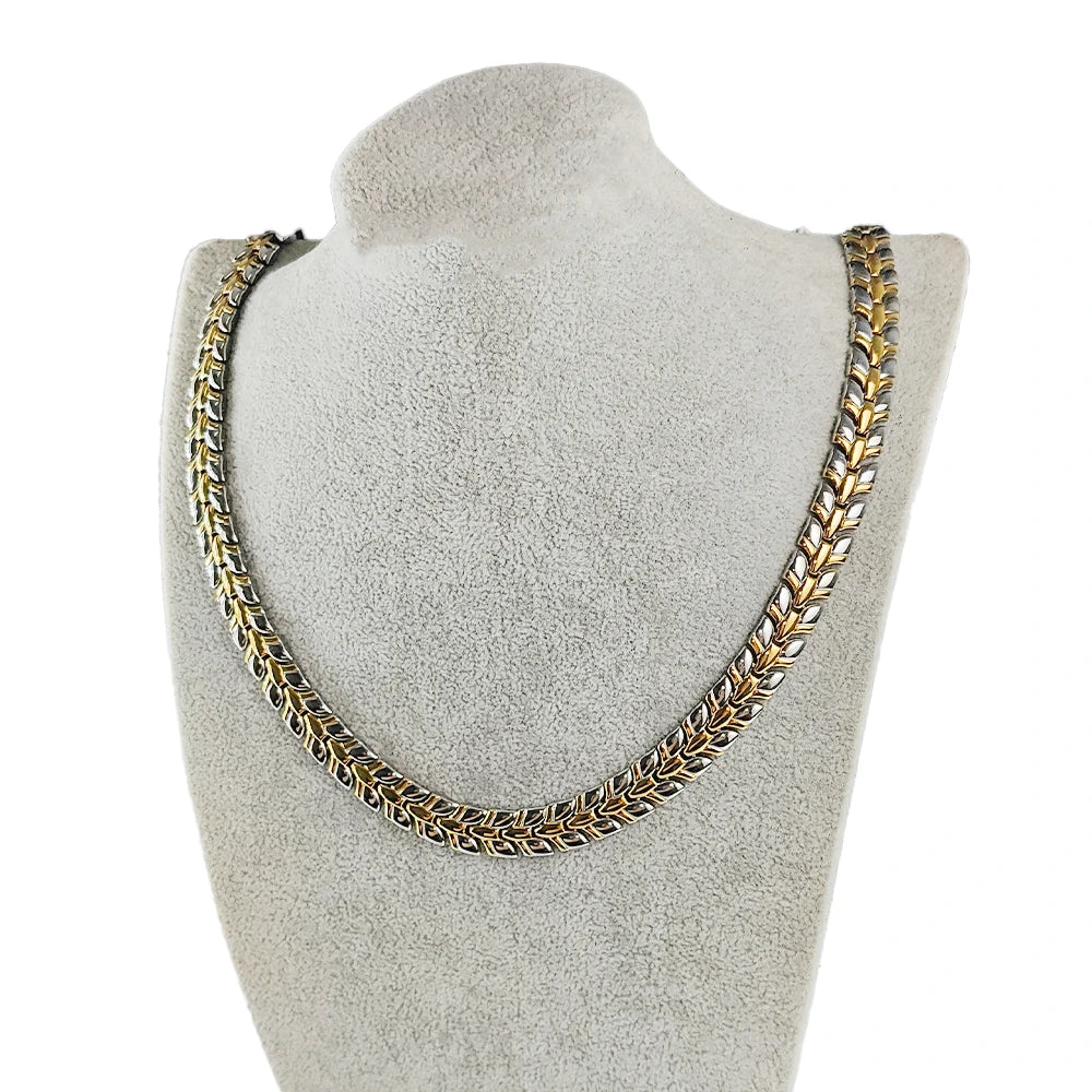 Gold Plated Magnetic Jewelry Set Necklace & Bracelet for Women