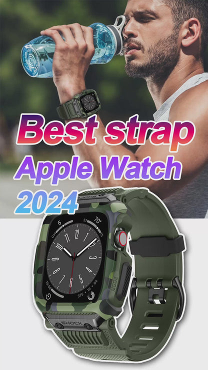 Rugged Case with Band Designed for Apple Watch Series SE2/SE/7/8/9 44mm, Military Heavy Duty Protector Cover Shockproof