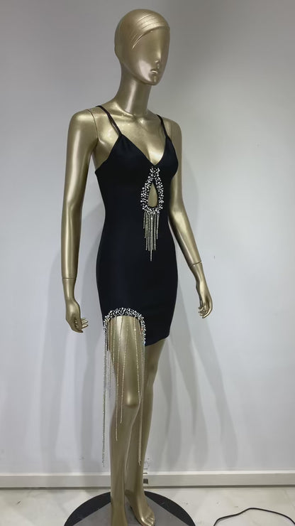 Valentina Bandage Dress mini dress bandge with diamond decoration