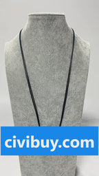 Futuristic Layered Pendant Necklace with Clear Crystal Center – Silver & Black Tones