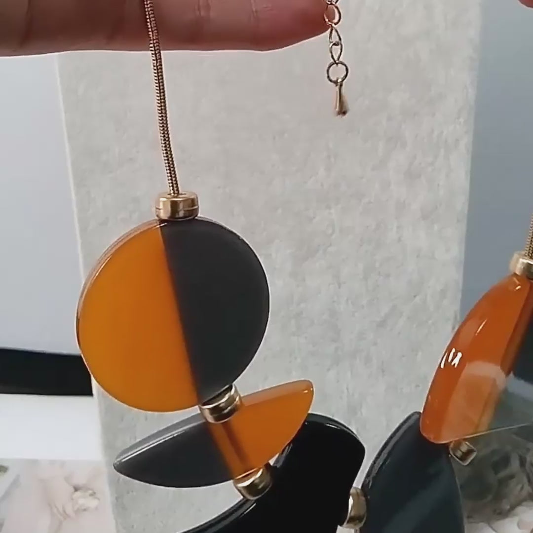 Chunky Orange & Silver Acrylic Jewelry for Women