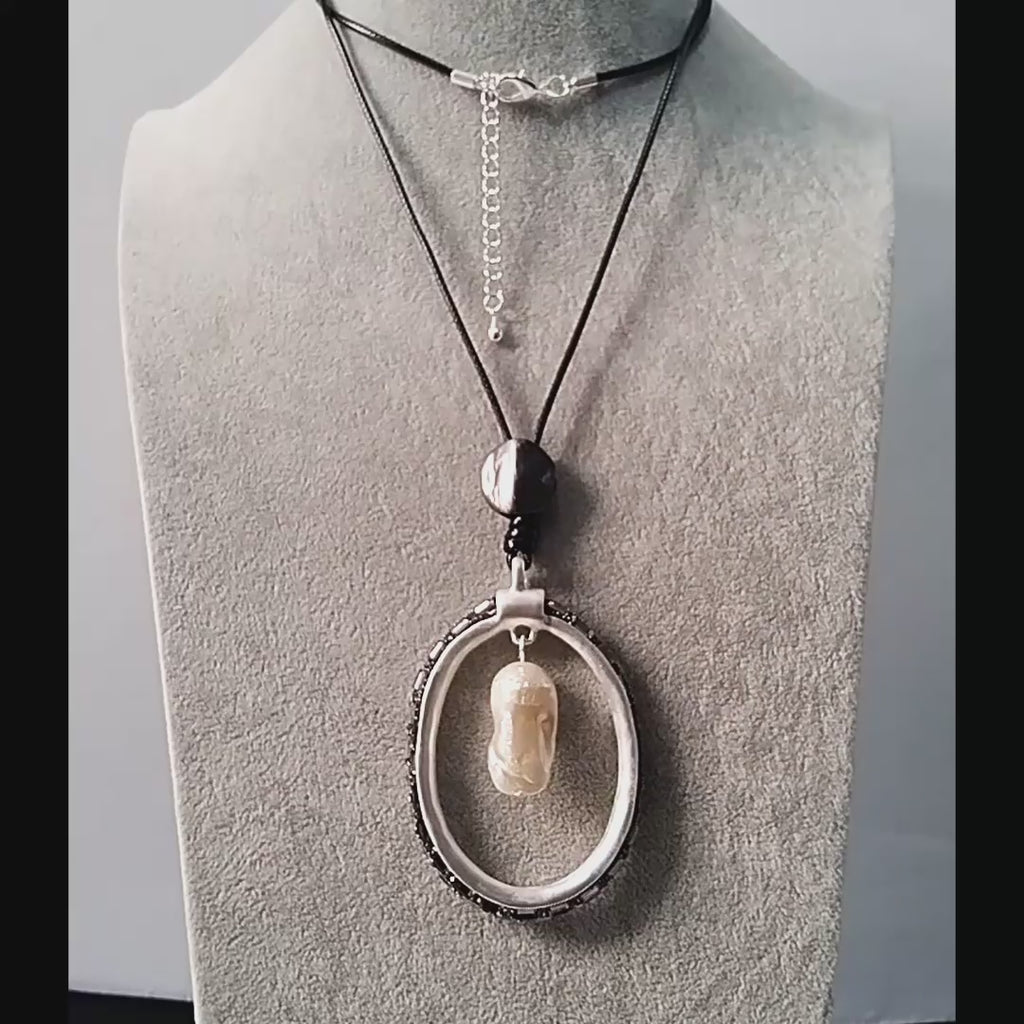 Mother of Pearl Leather Necklace