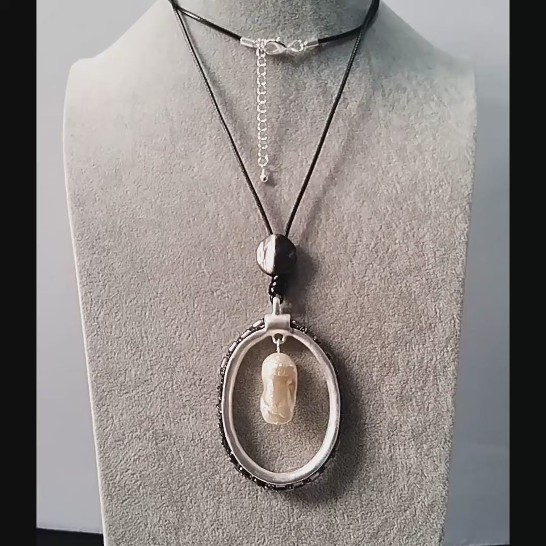 Mother of Pearl Leather Necklace