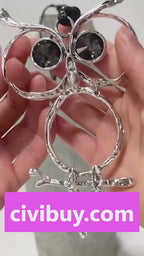 Silver plated statement necklace with large owl pendant