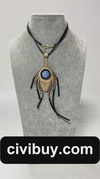 Bocar Long Velvet Necklace Pendant for Women